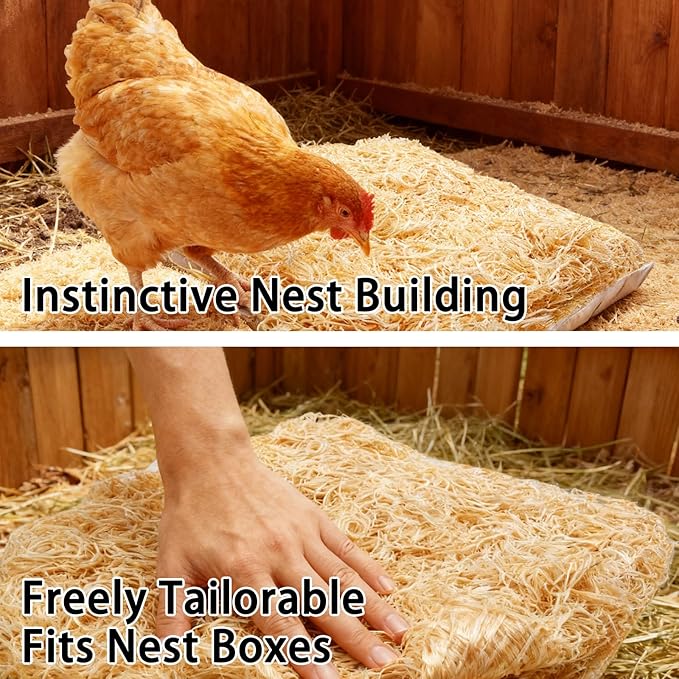 Cheardia 8 Pack Nest Box Pads for Chicken Nesting Boxes, Extra Thick 13 Inch Nesting Pads Bedding for Laying Hen Chicken Coop, Natural