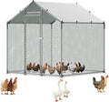 VEVOR Metal Chicken Coop, 6.56x6.56x6.56ft Large Walk-in Chicken Runs with Cover, Spire Roof Hen House Enclosure with Security Lock, Outdoor Duck Rabbit Cage Poultry Pen for Backyard, Farm, Yard