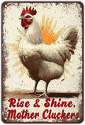 Funny Chicken Signs Rise And Shine Mother Cluckers Aluminium Sign Metal Chicken Signs Decor Home Ktichen Farm Are Wall 12x8 Inch Vintage Chicken Signs For Coop Metal Tin Signs Poster