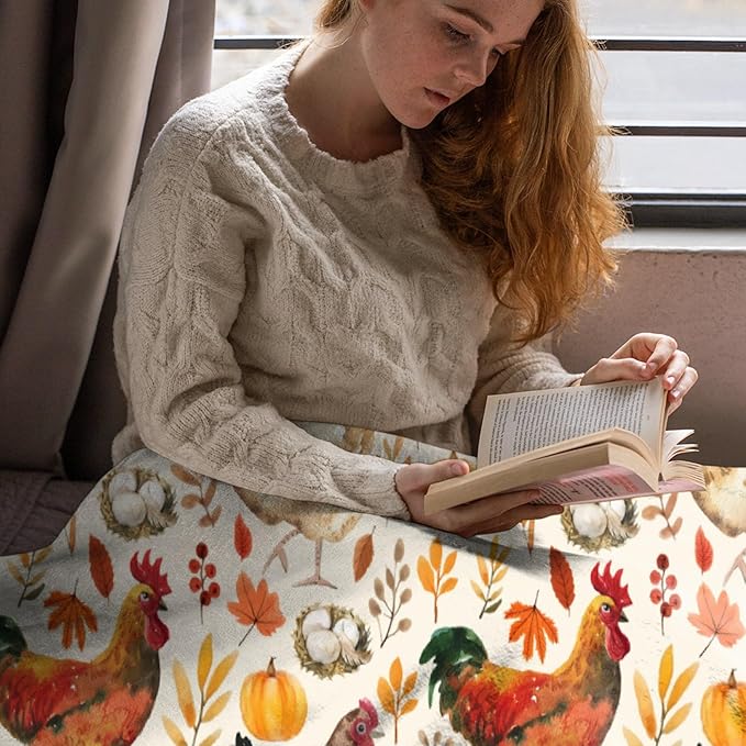 Chicken Gifts Blanket for Women Men | Farmhouse Decor for Chickens Lovers | Fall Gift for Couch/Bed/Living Room | 90"x120" for Families