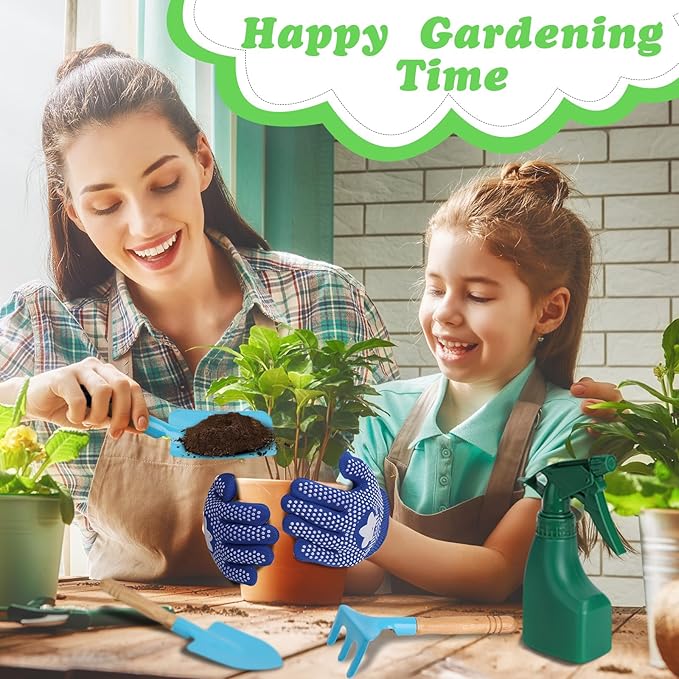 Kids Gardening Tools Set, Gardening Set for Kids, Outdoor Backyard Farm Digging Toys with Wheelbarrow Shovel, Rake, Trowel, Fork, Birthday Gifts for Boys Girls Age 3+