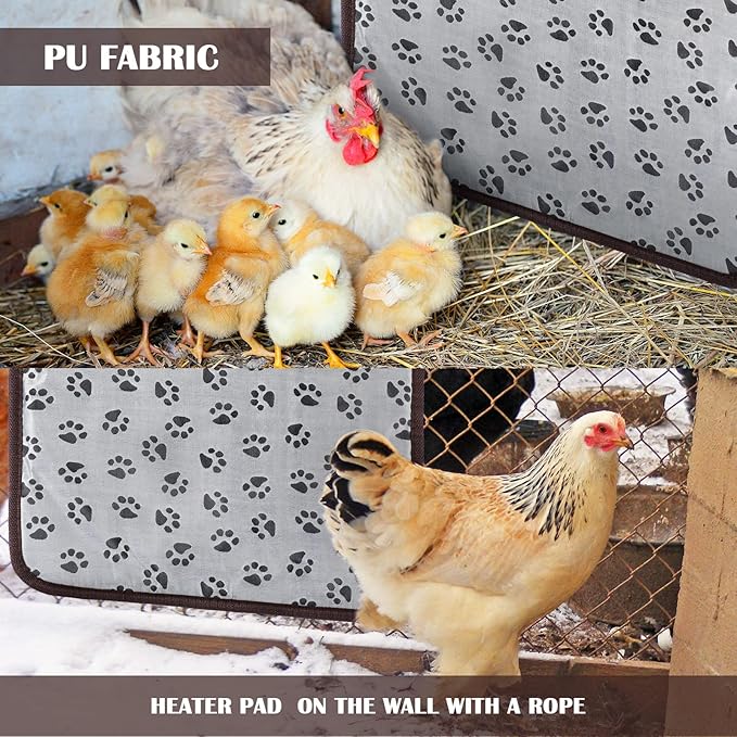 Heating Pad for Chicken Coop Rabbit Heater 110v Power 20w Electric Heated Mat Heated Bed Adjustable Pad Outdoor for Small Pet Cat Dog Guinea Pig Blankets Warming Bed Mats with Chew Resistant Cord