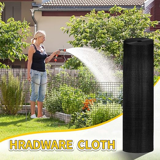 Hardware Cloth, 1/2 inch 48" x 100' Galvanized Chicken Wire Fence, 19 Gauge Vinyl Coated Wire Mesh Roll, Black Welded Wire Fencing Roll Gopher Wire Mesh Roll for Garden Fencing Rabbit Snake Wire