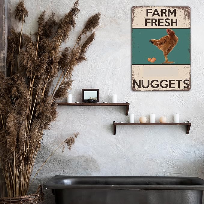 HIDEGRASS Vintage Metal Signs Chicken Coop Signs for Farm Yard Decor, Farm Tin Signs for Decor 8 X 12 Inch