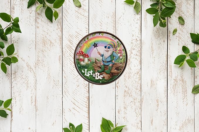 Let It Be Gnome Vintage Wall Decor Sign 8x8 in Rustic Metal Wall Art For Outdoor & Indoor Decoration Home Garden Cafe Bar
