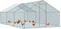 Outvita Chicken Coop, 19.5×10 FT Large Metal Chicken House, Poultry Habitat Cage with Waterproof Cover, Walk-in Chicken Run Pen for Small Animals, Yard, Farm, Patio