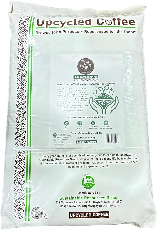 240 SGN (2.4MM) - JavaEarth® Soil Amendment, Upcycled Spent Coffee Grounds, 20 lbs
