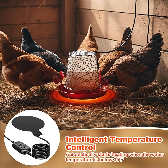 2 Pcs 400w Chicken Coop Heater Lamp and Black Silicone Water Heated Base Pad Carbon Fiber Chicken Coop Heater for Winter Chicks Brooder Heat Plates Adjustable Hanging Height for Livestock