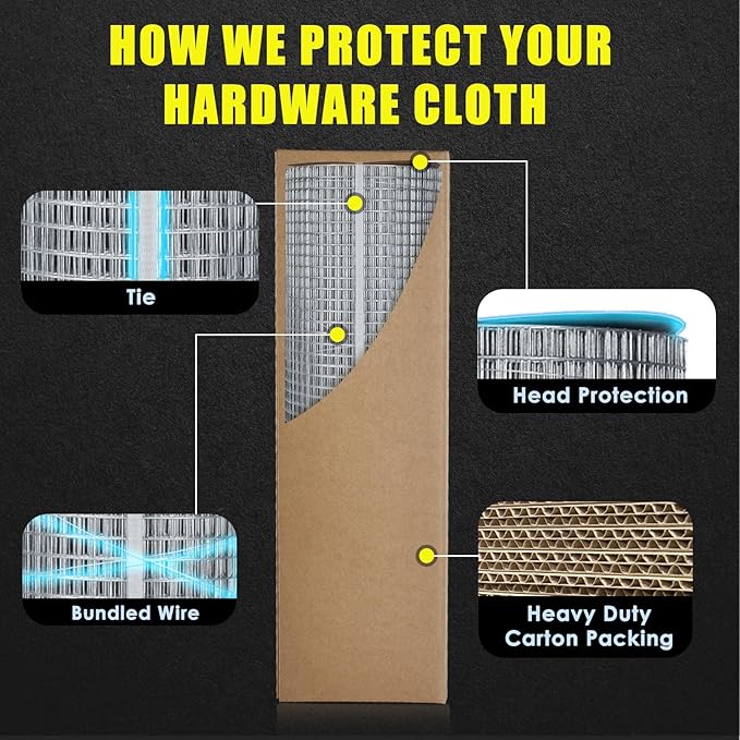 GoldPeak Hardware Cloth 1/4 inch 24 inch x 50 Foot 23 Gauge, Hot-dip Galvanized After Welding, Wire Fence Roll Chicken Coop Wire Fencing Rat Wire Aviary Wire Rodent Wire Mesh Roll