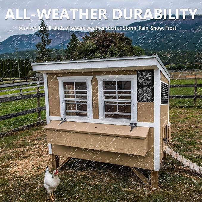 Solar Exhaust Fan, 15W Powerful Solar Fan for Chicken Coop, Easy Installation, Weatherproof, Ventilate Your Chicken Coop Shed Greenhouse Dog House with Zero Electricity Cost