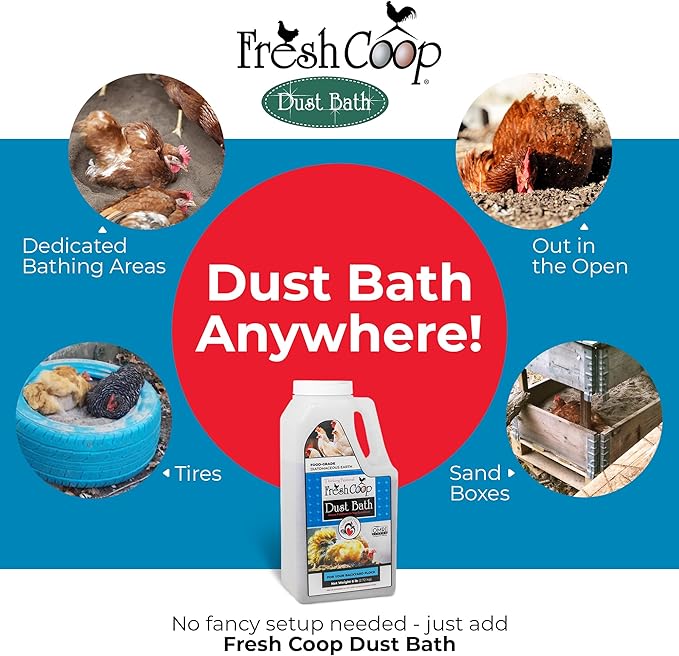 Progressive Planet Fresh Coop Dust Bath, 6lb Jug - Food-Grade Diatomaceous Earth & Calcium Montmorillonite Clay - Supports Healthy Feathers, Reduces Boredom & Encourages Natural Dust Bathing