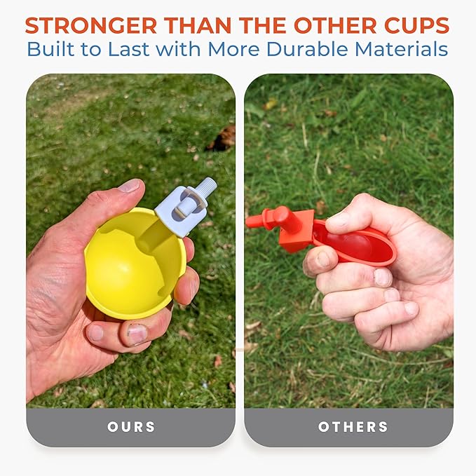 Lil'Clucker - Large Automatic Chicken Waterer Cups Suitable for Ducks, Geese, Turkeys, and Bunny Rabbit - Water Feeder Kit - Poultry Waterer (Yellow, 5 Pack)