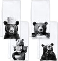 Bear Bathroom Decor Hand Towels, Bear Gifts for Women Men, Animal Lover Gifts, Black and White Wild Animal Hand Towels for Bathroom Washroom Restroom Decor, 16x24 Inch, Set of 4