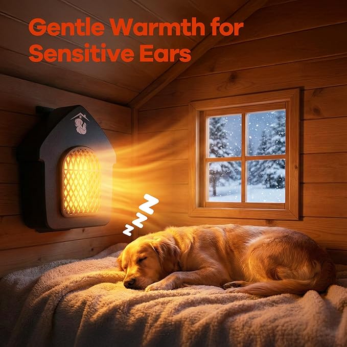 Dog House Heater with Thermostat, Outdoor Pet Heater with Anti-Bite Cord, Chicken Coop Heater, Wall-Mounted Heater for Dog House Outdoor, Suitable for Dogs Cats Chickens Hamsters