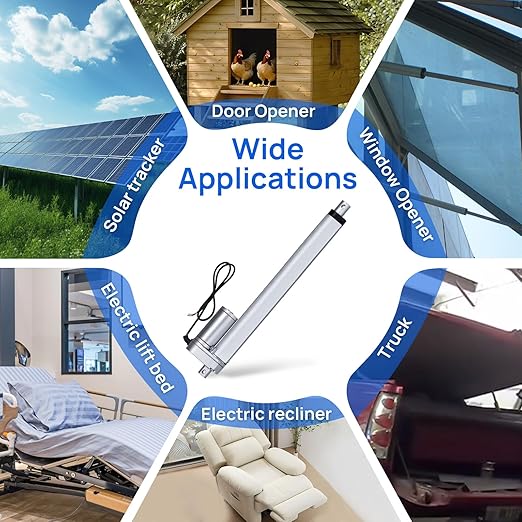 ECO-WORTHY Heavy Duty 330lbs/1500N Solar Tracker Linear Actuator Multi-Functions with Mounting Brackets (12V, 8") IP54 Waterproof Linear Motion Actuator