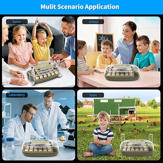Incubator for Hatching Eggs,Automatic Turning,Temperature and Humidity Control Display, 360° Viewing for Chicken, Duck, Quail Eggs, Perfect for Farm, Classroom, Home Use,24 Egg Incubators