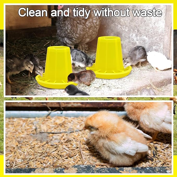 12 Pack Small Chicken Feeder and 1.5L Baby Chicken Waterer Set Bulk Chick Feeder Chick Drinker for Poultry Ducks Goose Quail Pigeons (Feeding)