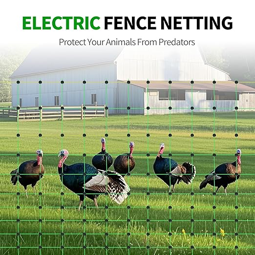 Electric Fence Netting, 49.6" H x 164' L, Portable Livestock Nets Mesh for Hogs, Cattle, Sheep,Turkey, Goat, Larger Animals,PE Net Fencing Used in Backyards, Farms and Ranches and Gardens