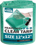TARPAL 12'x12' Clear Green Tarp Heavy Duty Waterproof 12mil with Grommets or Zip Ties for Large Greenhouses for Outdoors Garden,Farm,Chicken Coops