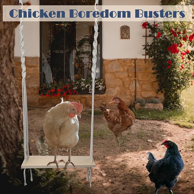 Chicken Swing Toy for Large Chicken Coop, Chicken Enrichment Toy for Hens and Roosters, Natural Wooden Handmade Chicken Coop Accessories, Ideal Gift for Chicken Owners and Chicken Lovers