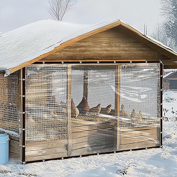 Clear Vinyl Tarps with Grommets 5 x 25FT Heavy-Duty Waterproof Covers for Garden Protection, Patio Enclosures, Greenhouse Applications Chicken Coop & Outdoor Plant Protection
