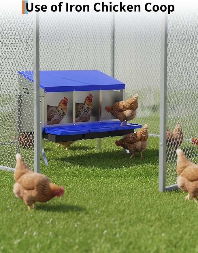 Garvee Nesting Boxes for Chickens - 3 Compartment Metal Stainless Steel Chicken Nesting Boxes with Pull-Out Trays,Hen Roosting & Laying Eggs,Roll Away Design,Easy to Install and Easy to Clean