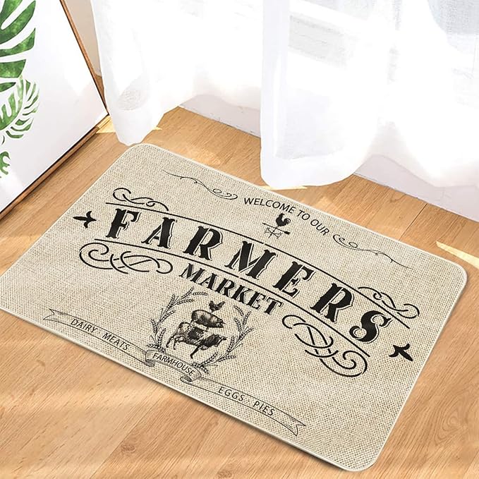 Roszwtit Farmhouse Kitchen Rugs and Mats, Farmhouse Door Mat, Seasonal Washable Non-Slip Floor Mats for Home Kitchen Decor 30x17 Inch