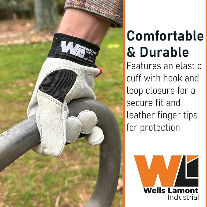 Wells Lamont 1919A4 Goatskin Leather Gloves - Mechanics Style, ANSI Cut A4, Double Palm, XX-Large, 1 Pair