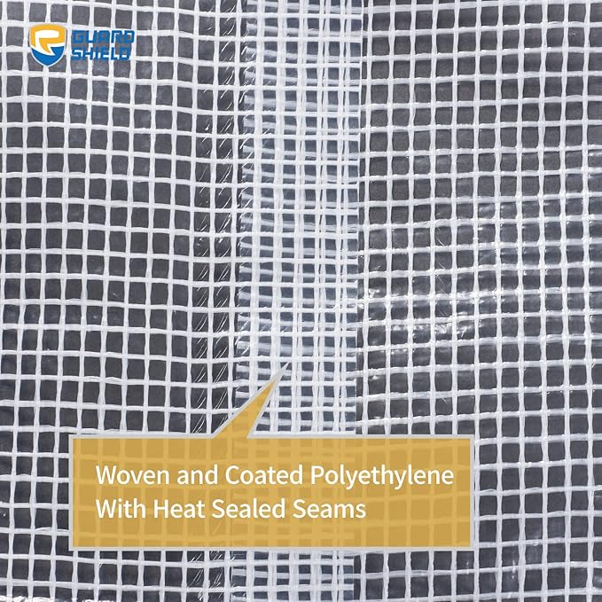 GUARD SHIELD Clear White Tarp Heavy Duty 12x12 Feet Waterproof for Greenhouse Outdoor Garden Poly Cover UV Resistant 3x3 Weave 10mil (3-Pack)