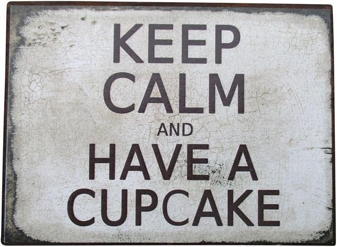 Farmisms 4x3 Inspirational Wooden Rustic Country Signs for Country Farm Living -Keep Calm and Have A Cupcake
