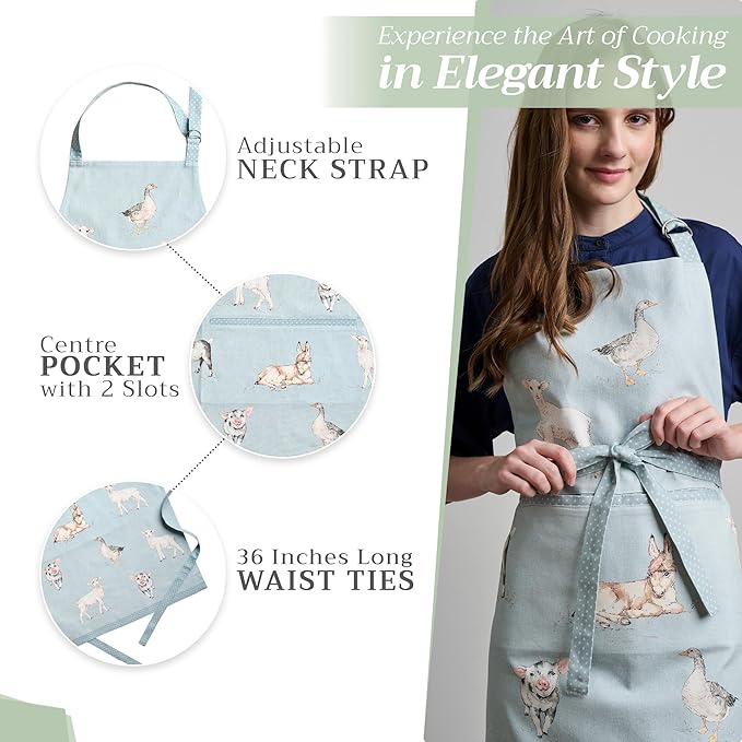 Maison d' Hermine 100% Cotton Apron for women with Pocket Kitchen Chef Apron for Men Cooking Easter Decorations