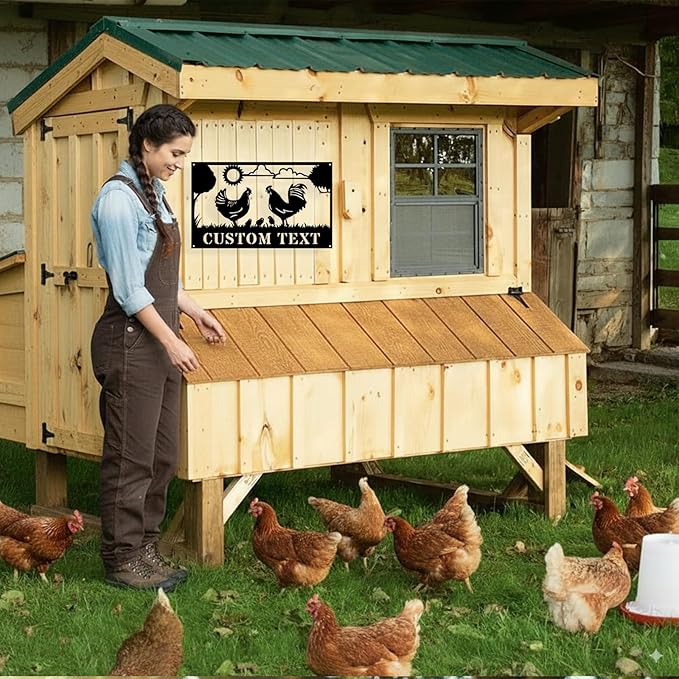 Custom Chicken Coop Metal Sign, Personalized Chicken Coop Sign for Outside, Custom Metal Hen House Farm Signs, Chickens Hen House Farmhouse Wall Art Decor