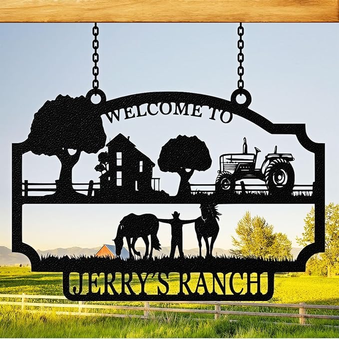 Personalized Farm Sign, Custom Ranch Sign, Custom Farm Metal Signs Outdoor, Customized Family Name Metal Signs for Farms, Ranch, Farmhouse, Housewarming Gifts