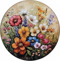 Round Tin Sign Funny Flowers Metal Tin Sign for Home Farm House Rustic Garden Yard Vintage Outdoor Outside Porch Wreath Wall Funny Decor 12 Inch