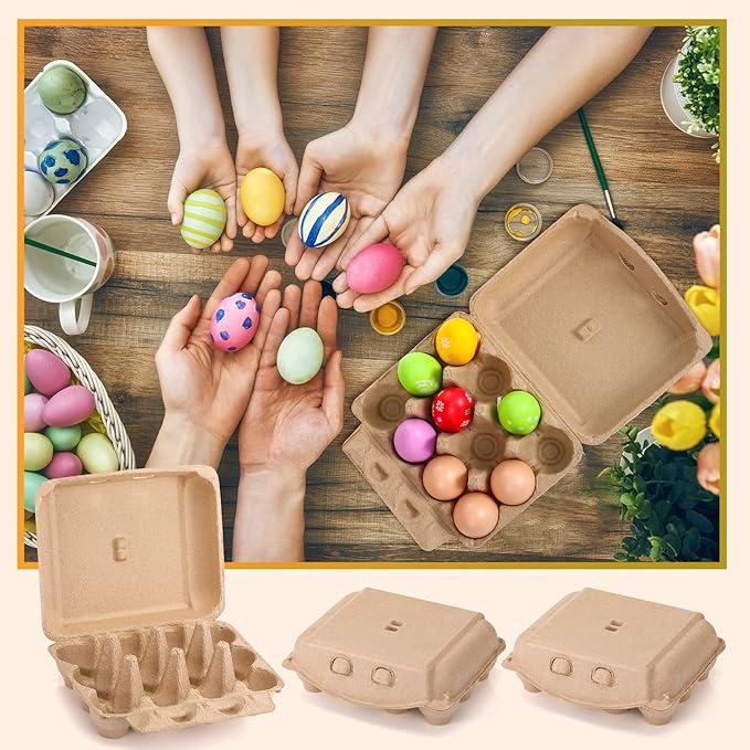 Zubebe 200 Pieces Paper Pulp Egg Cartons, 3 x 4 Style, Sturdy, Multi-Functional, Degradable, Cardboard Material, Ideal for Family, Farms, Markets, Storing, Transporting, Selling