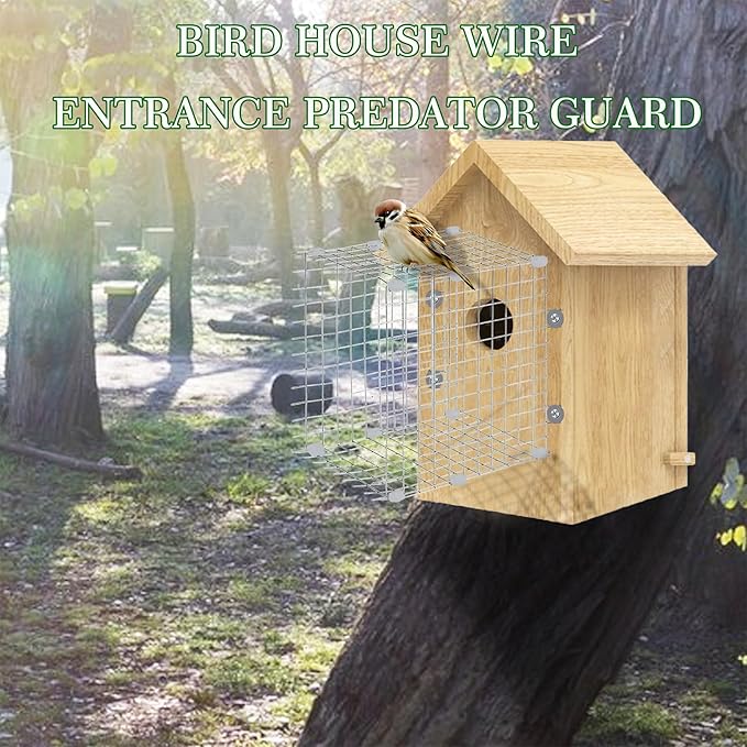 Bluebird House Predator Guards 2 Pack Metal Wire Entrance Hole Protector Bird House Hole Protector Bird House Wire Entrance Guard for Blue Bird Nesting & Babies Safe (Square)
