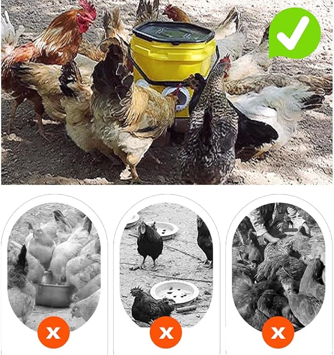 DIY Chicken Feeder, Automatic Anti-Rodent, Rainproof, No Waste, Gravity Chicken Feeder for Buckets, Boxes and Troughs (4pcs White)