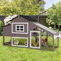 Mobile Chicken Coop with Wheels, Outdoor Hen House with Leak-Proof Tray, UV-Resistant Roof & Nesting Box for Chickens, Ducks, Rabbits (Brown)