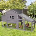 Mobile Chicken Coop with Wheels, Outdoor Hen House with Leak-Proof Tray, UV-Resistant Roof & Nesting Box for Chickens, Ducks, Rabbits (Grey)
