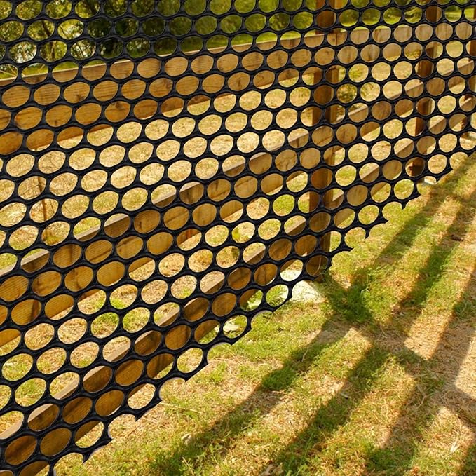 15.7 Inch x 49 Ft Black Plastic Chicken Wire Fence, Decorative Chicken Mesh Fence with Tie Plastic Poultry Netting for Garden Decorative, Farm, Poultry Protection and DIY Crafts