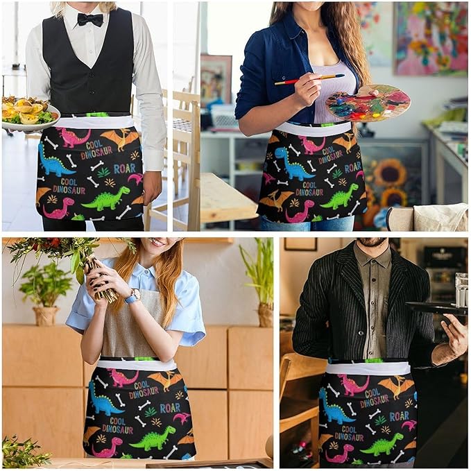 Half Apron with 3 Pockets Chef Cooking Kitchen Restaurant Aprons for Women Men