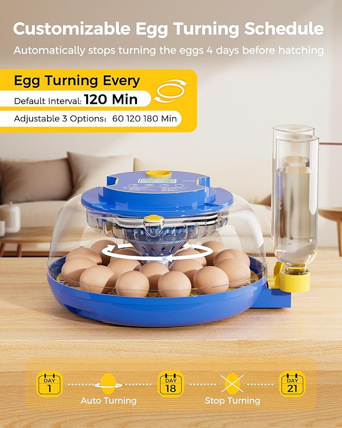 18 Incubators for Hatching Eggs, Automatic Egg Turning and Humidity Control, 360 View, Suitable for Chickens, Ducks, Quails, and Other Birds