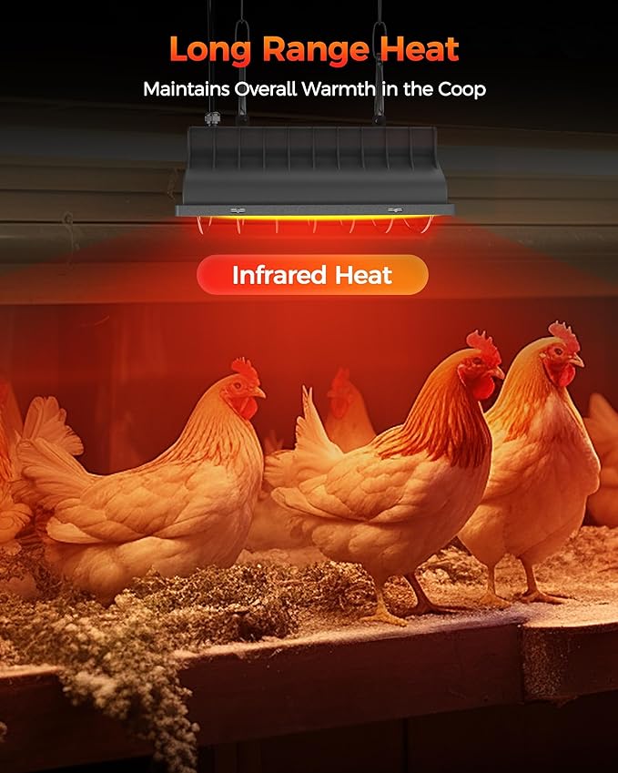 Heat Lamp for Chicken Coop, 250W Waterproof Brooder Heater for Indoor & Outdoor Used, Infrared Heat Lamp with Adjustable Temp & Height, Ideal for Poultry, Livestock & Small Pets