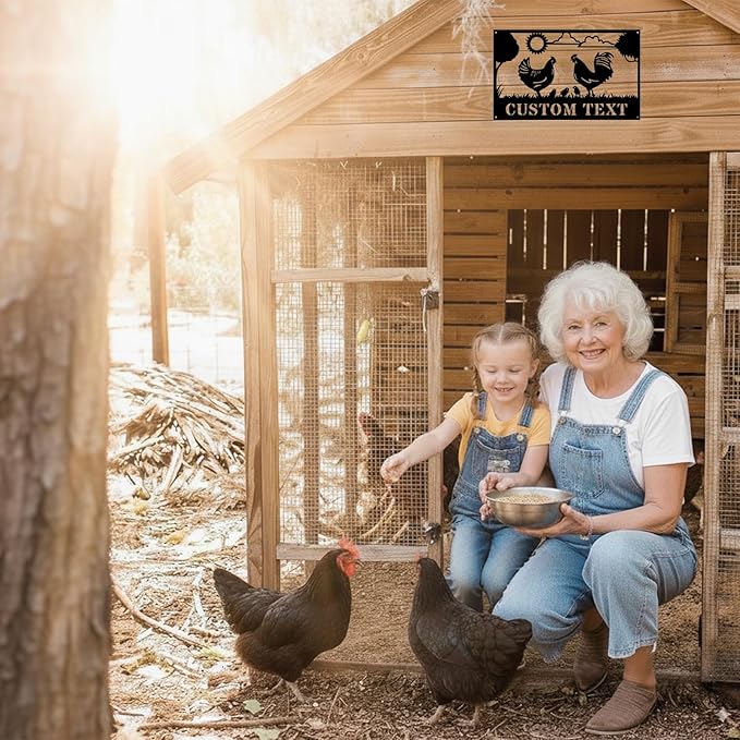 Custom Chicken Coop Metal Sign, Personalized Chicken Coop Sign for Outside, Custom Metal Hen House Farm Signs, Chickens Hen House Farmhouse Wall Art Decor