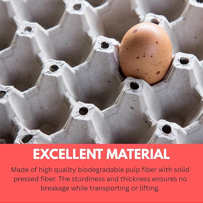 130 Pack Egg Cartons Crates Bulk - 30 Cell Pulp Fiber Egg Flats Reusable Stackable Cardboard Tray for Home Storing Packing Roach Colony Soundproofing