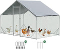 Large Metal Chicken Coop 10X6.7X6.56FT Metal Chicken Run Lockable Door for Outdoor Farm Use with Waterproof and Anti-UV Cover for Rabbit Duck Hen for 6-10 Walk-in Duck Coop Run Heavy Duty Backyard