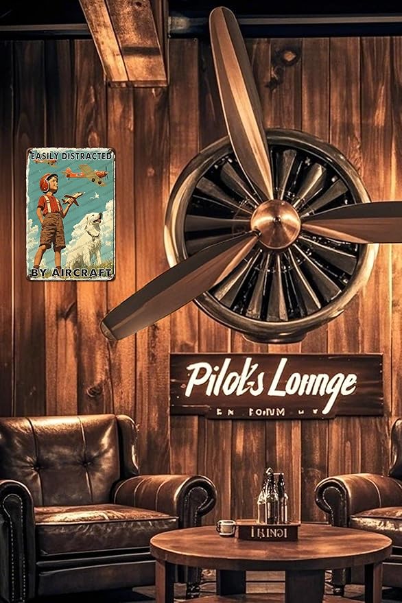 Airplane Decor Aviation Wall Art Vintage Airplane Metal Tin Sign Easily Distracted By Aircraft Retro Plane Poster For Home Bar Garage Man Cave 12x8 Inch