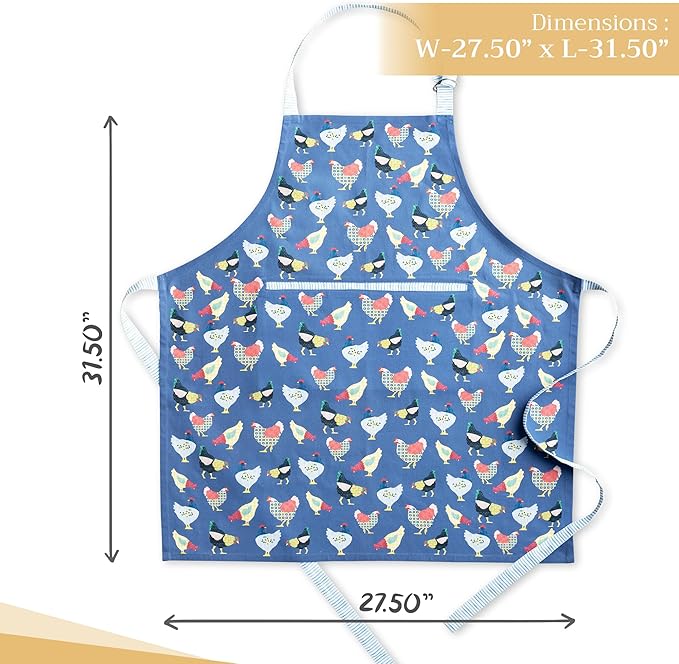 Maison d' Hermine 100% Cotton Apron for women with Pocket Kitchen Chef Apron for Men Cooking Easter Decorations