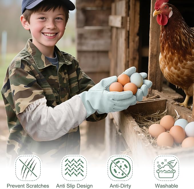 2 Pack Chicken Handling Gloves,Extra Long Scratch Proof Gloves for Chicken Handling,Puncture Resistant Glove for Prevent Chickens Scratch,Bite Proof Glove for Chickens,Bird,Cat