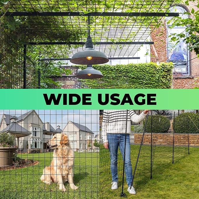 (36 in x 33 ft) Garden PVC Welded Wire Fence, Mesh Size 2 in x 3 in, 16-Gauge Welded Wire Fence, Poultry Protection Animal Fence, Includes Gloves and Pliers